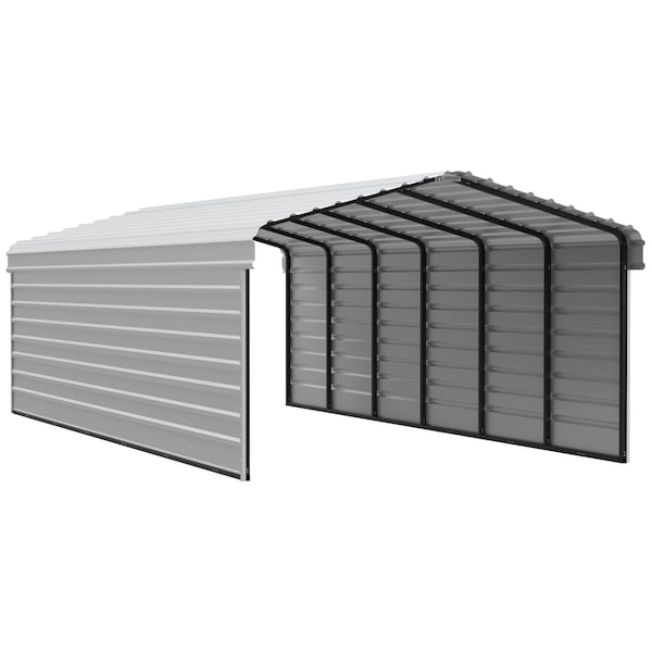 Arrow Storage Products Galvanized Steel Carport, W/ 2-Sided Enclosure, Compact Car Metal Carport Kit, 12'x29'x7', Eggshell CPH122907ECL2 - main